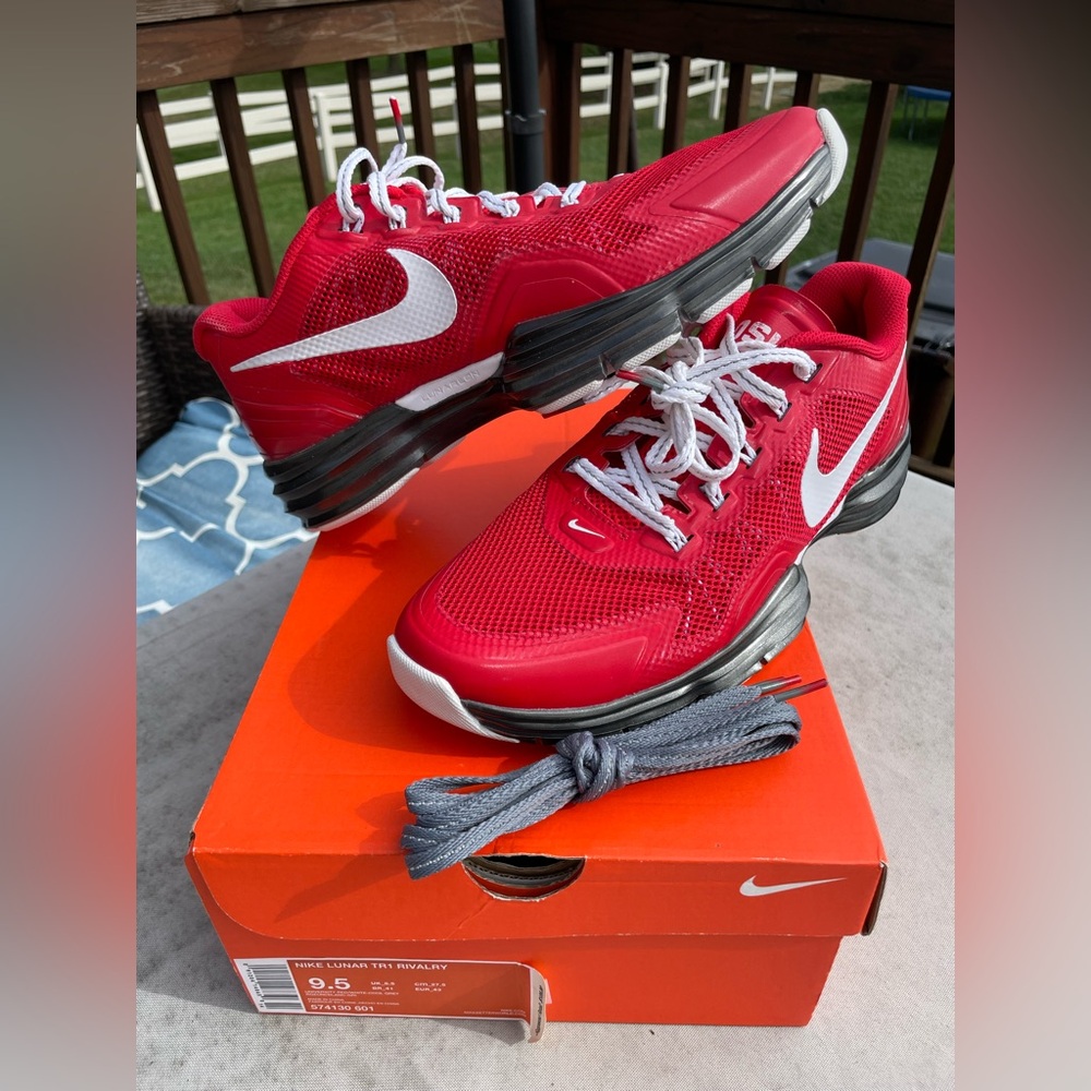NEW MENS NIKE LUNAR TR1 RIVALRY OHIO STATE BUCKEYES SHOES 2012 SZ 9.5 574130-601